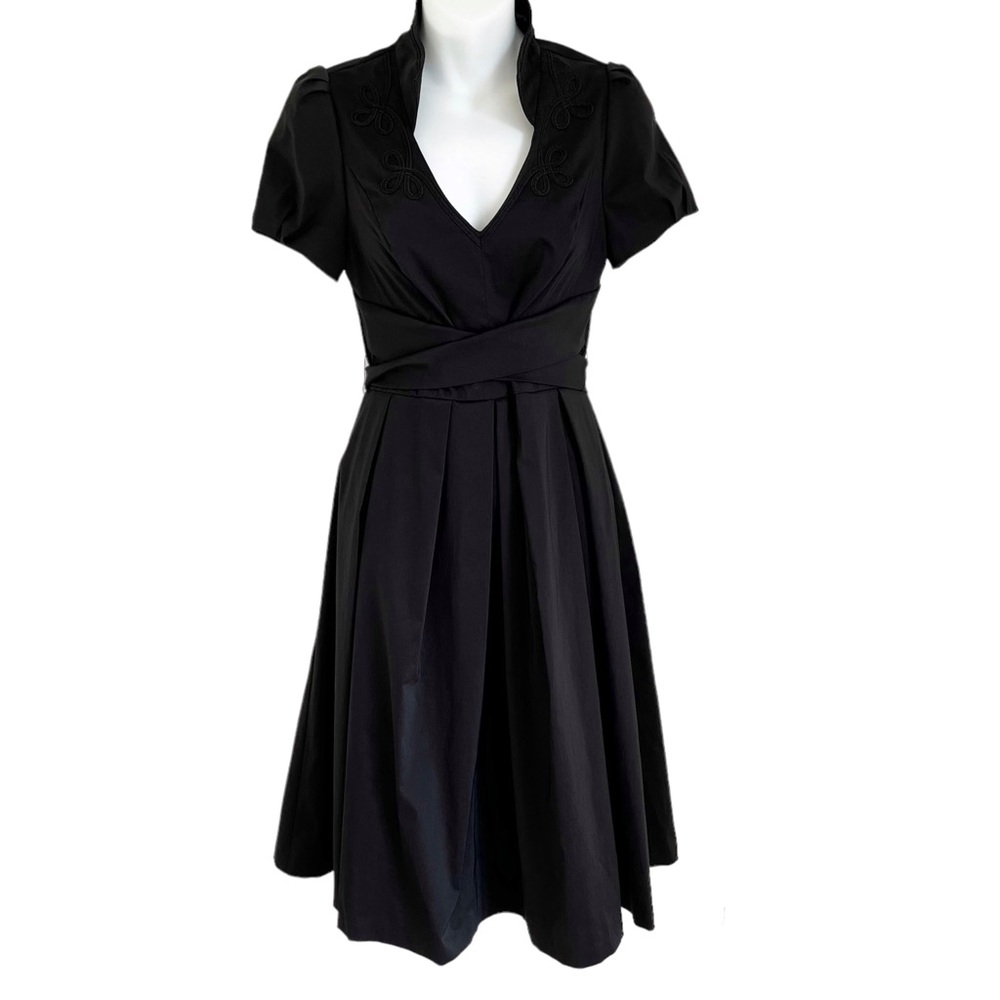 Le Chateau Black V-Neck Fit-and-Flare Dress